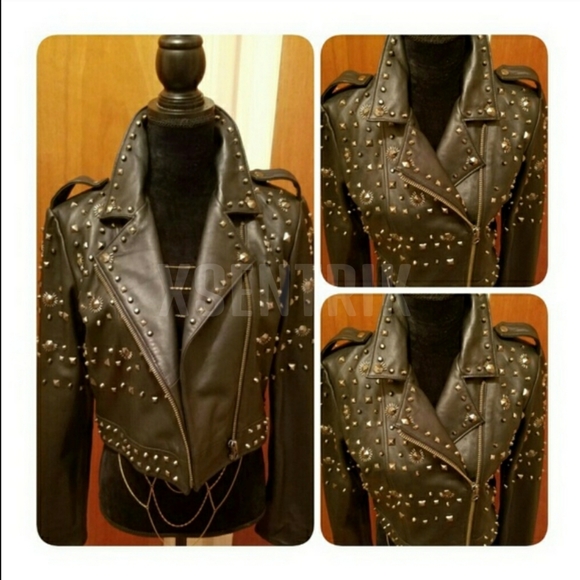 NASTY GAL "BLACK BULL HEATHER IN LEATHER" MOTO - Picture 3 of 13